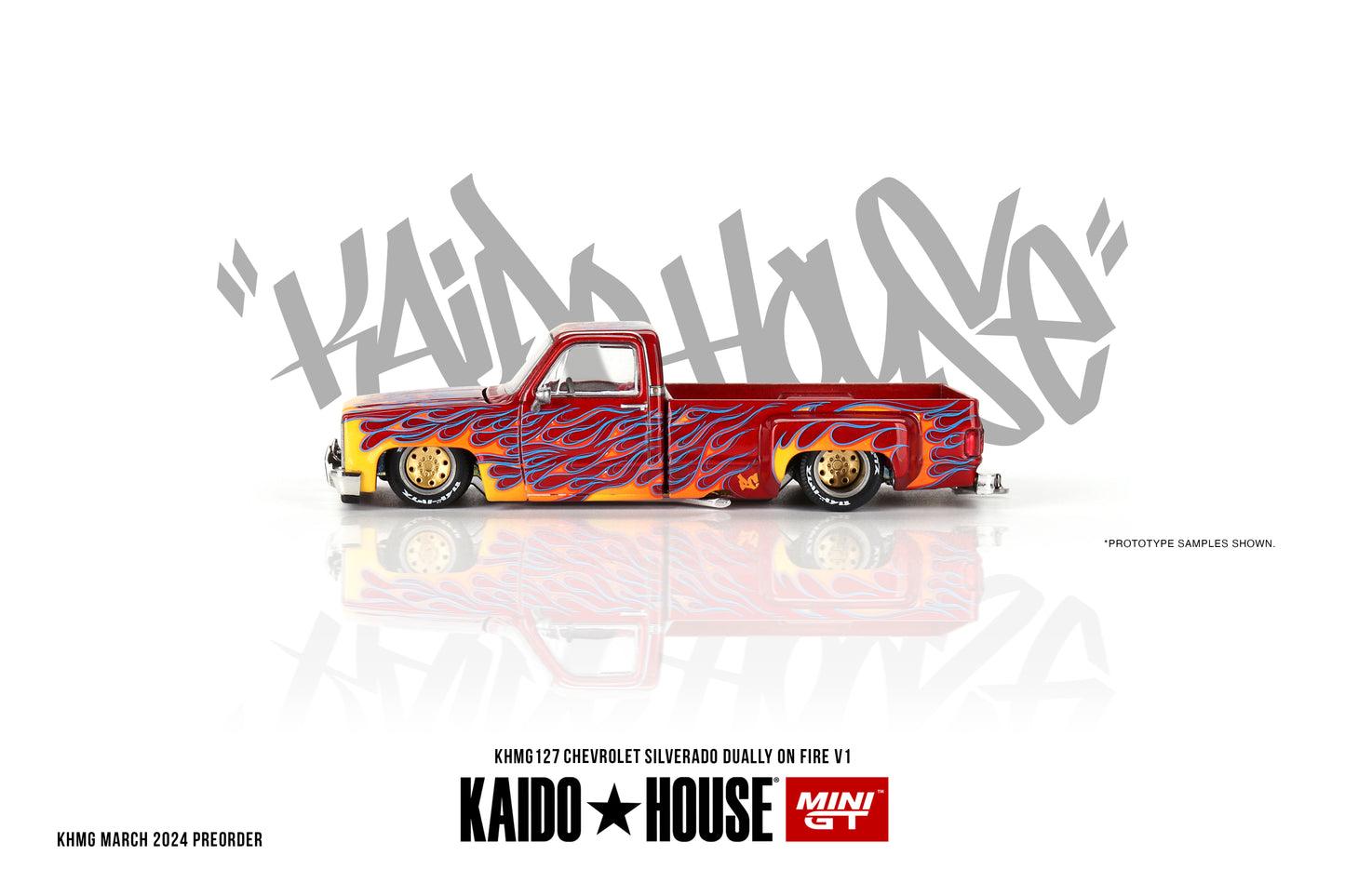 Chevrolet Silverado Dually on Fire V1 - KAIDO HOUSE Mini GT - Scala 1/64 KHMG127