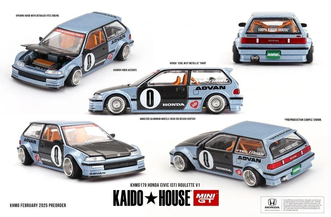 Honda Civic (EF) ROULETTE V1 1987 - Mini GT Kaido House - Scala 1/64 KHMG179