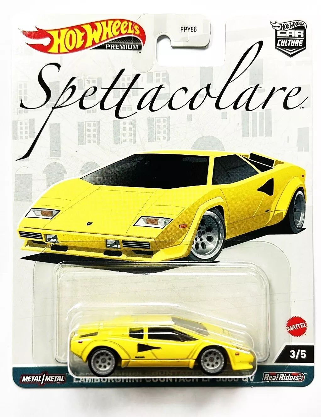 Lamborghini Countach LP 5000 QV Amarillo Espectacular - Serie Car Culture - Hot Wheels - Escala 1/64