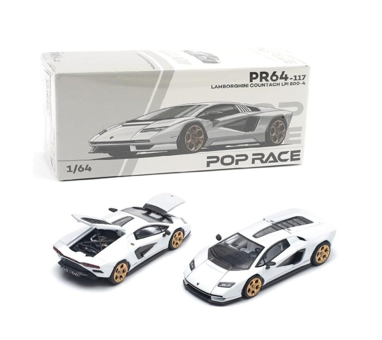 Lamborghini Countach LPI 800-4 Bianco - Pop Race - Scala 1/64 PR64-0117