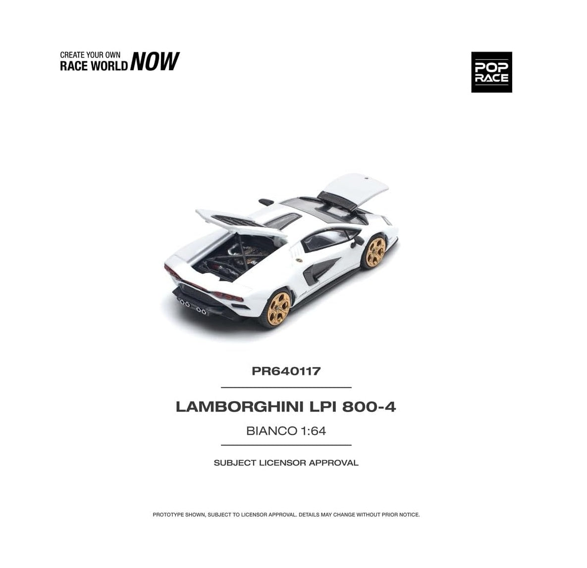 Lamborghini Countach LPI 800-4 Bianco - Pop Race - Scala 1/64 PR64-0117