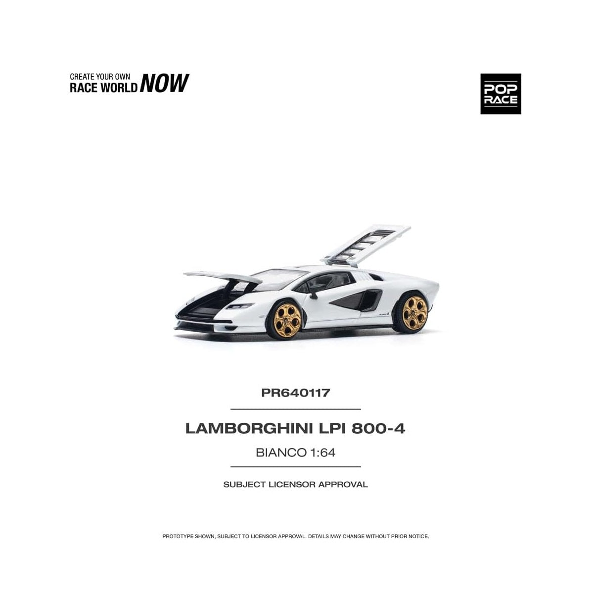 Lamborghini Countach LPI 800-4 Bianco - Pop Race - Scala 1/64 PR64-0117