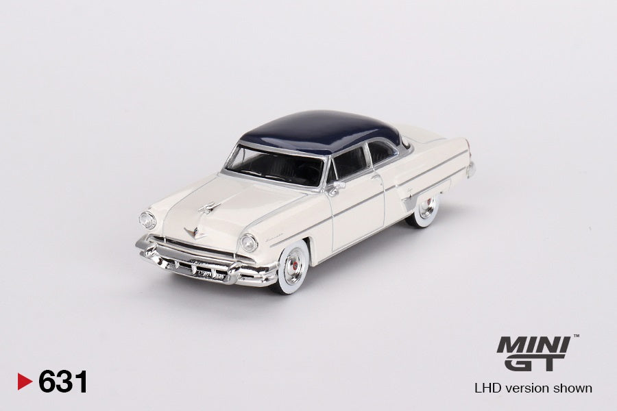 Lincoln Capri 1954 Arctic White / Atlantic Blue - Mini GT - Scala 1/64 MGT00631