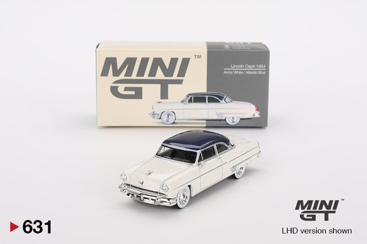 Lincoln Capri 1954 Arctic White / Atlantic Blue - Mini GT - Scala 1/64 MGT00631