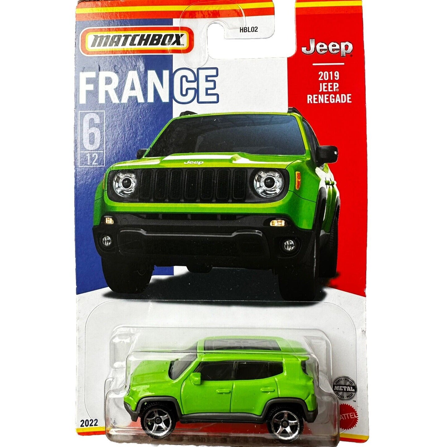 Jeep Renegade 2019 Light Green France - Matchbox - Scala 1/64 Circa