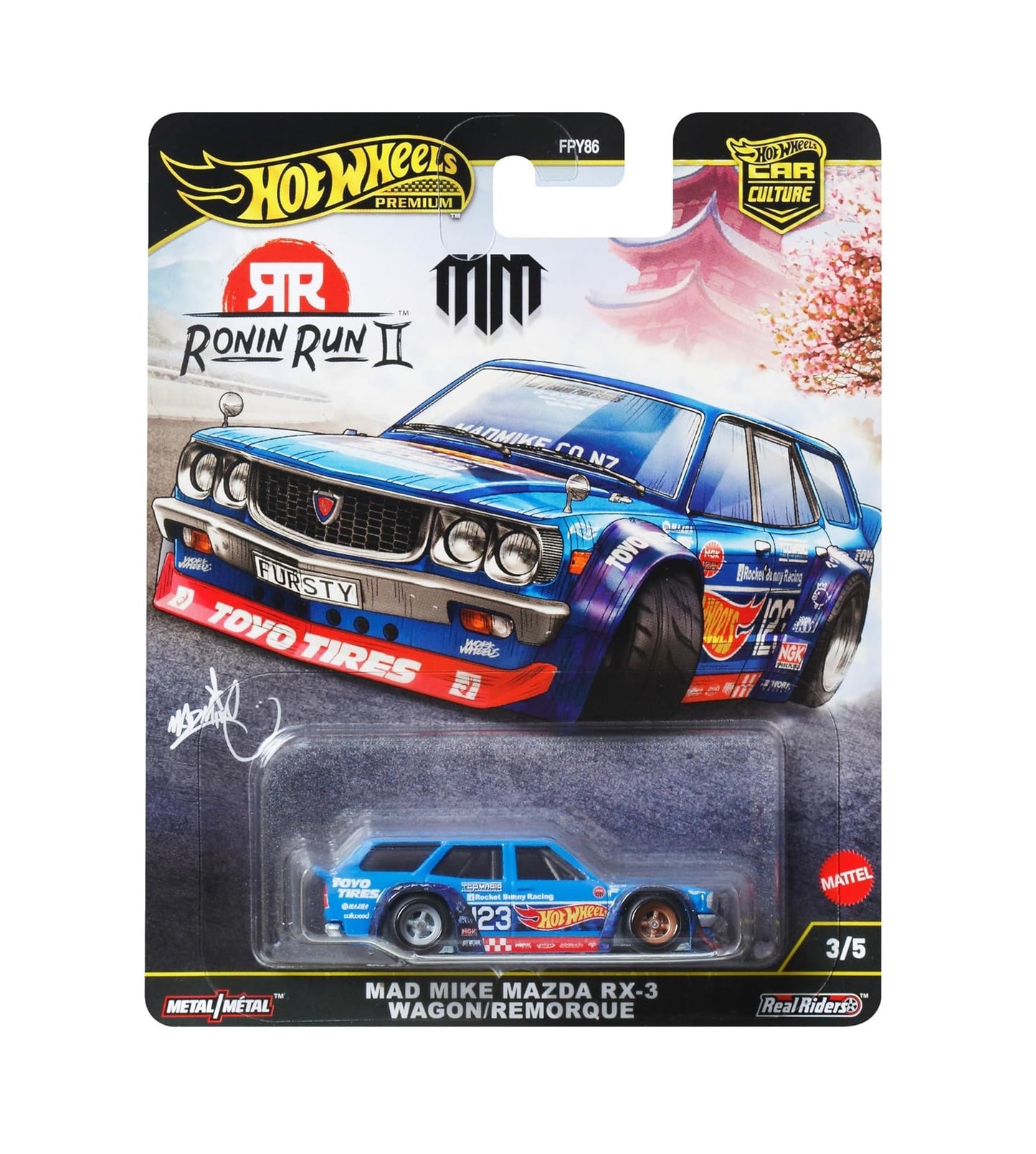 Mad Mike Mazda RX-3 Wagon/Remorque Ronin Run II - Hot Wheels Premium - Scala 1/64