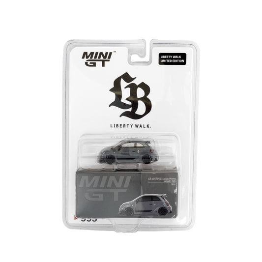 Abarth 595 LB-WORKS x Abas Works Grey - Mini GT LBWK Exclusives - Scala 1/64 MGT00995-LB Blister Packaging Liberty Walk
