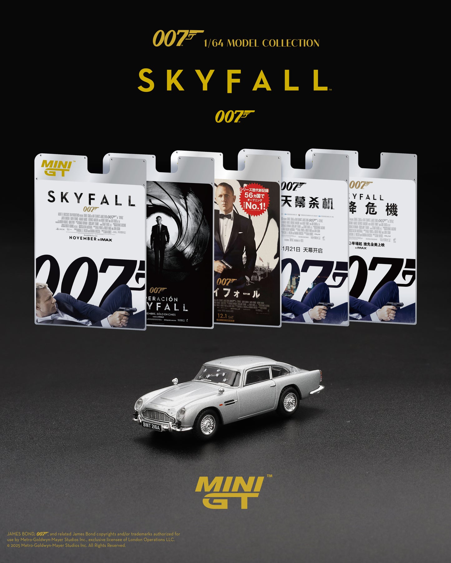 Aston Martin DB5 Skyfall movie 007 James Bond - Mini GT - Scala 1/64 MGT00913-007E  English Packaging