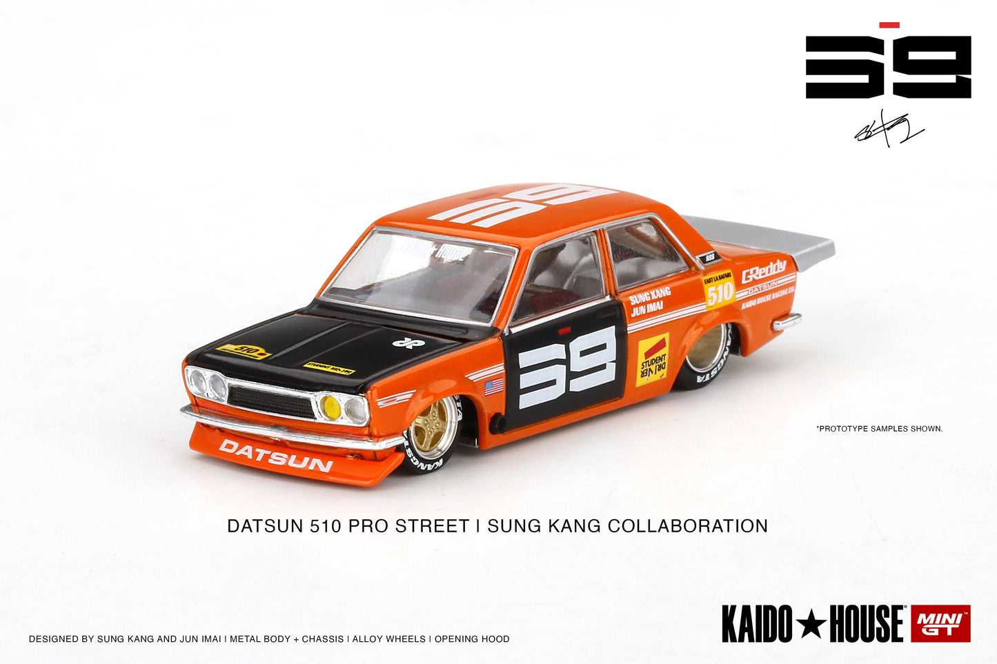 Datsun 510 Pro Street SK510 Orange - KAIDO HOUSE Mini GT - Scala 1/64 KHMG004