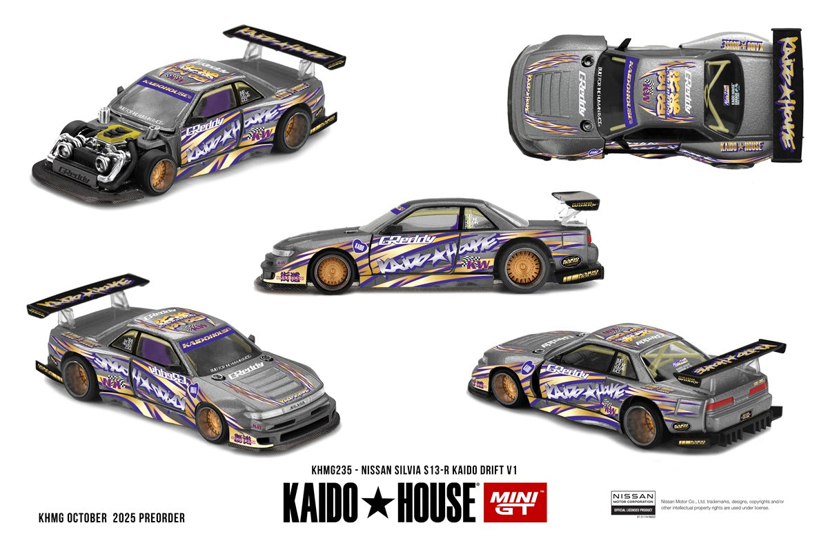 Nissan Silvia S13-R KAIDO DRIFT V1 - Mini GT Kaido House - Scala 1/64 KHMG235