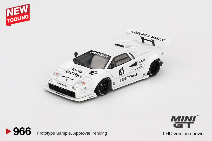 Lamborghini Countach LB-WORKS White 2024 Tokyo Auto Salon - Mini GT - Scala 1/64 MGT00966-BL Blister Packaging