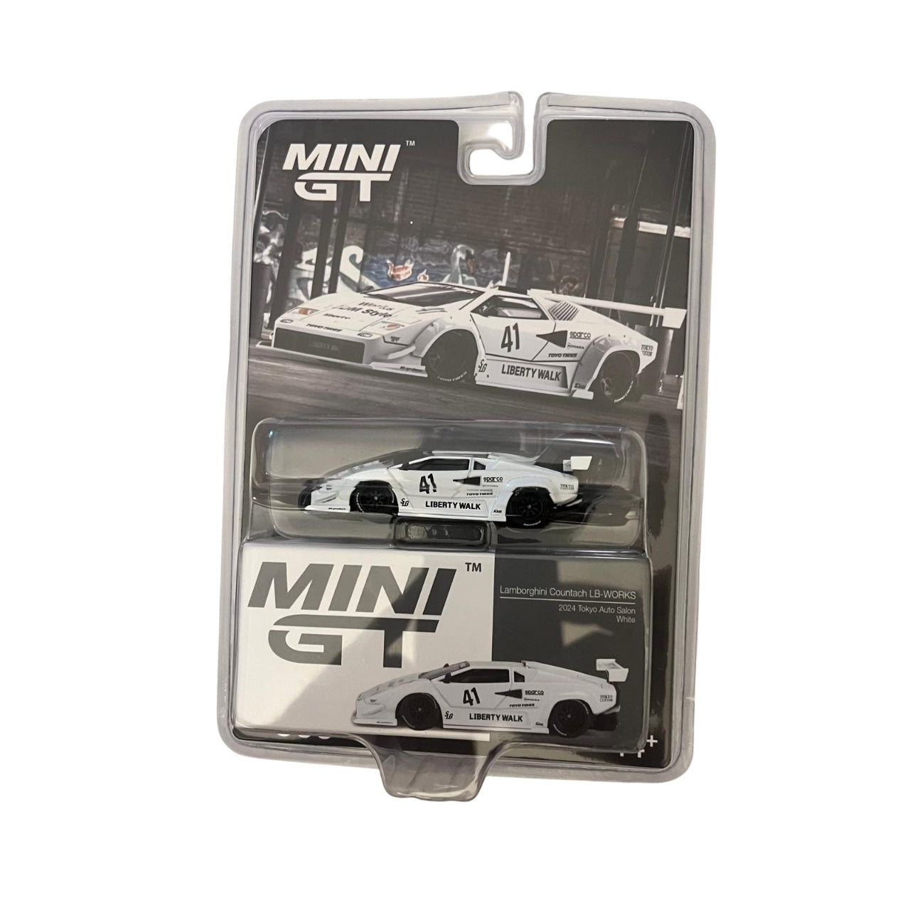 Lamborghini Countach LB-WORKS White 2024 Tokyo Auto Salon - Mini GT - Scala 1/64 MGT00966-BL Blister Packaging