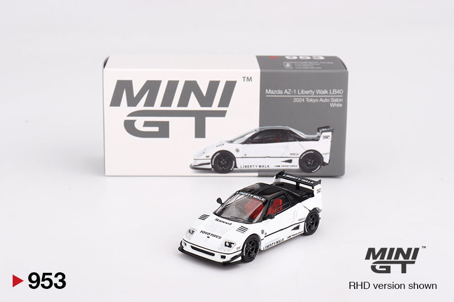 Mazda AZ-1 Liberty Walk LB40 White 2024 Tokyo Auto Salon - Mini GT - Scala 1/64 MGT00953-BL Blister Packaging