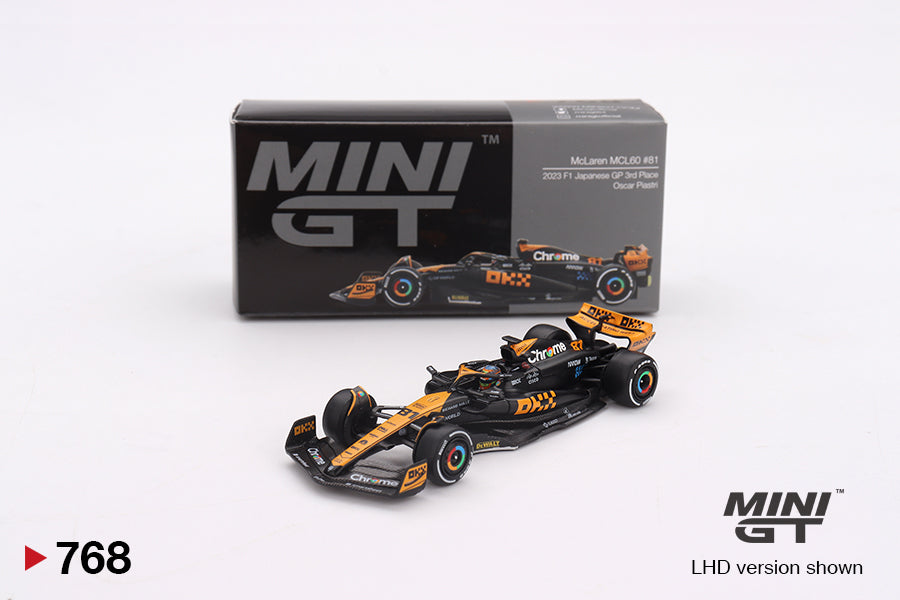 McLaren MCL60 #81 Oscar Piastri 2023 F1 2023 Japanese GP 3rd Place - Mini GT - Scala 1/64 MGT00768-L