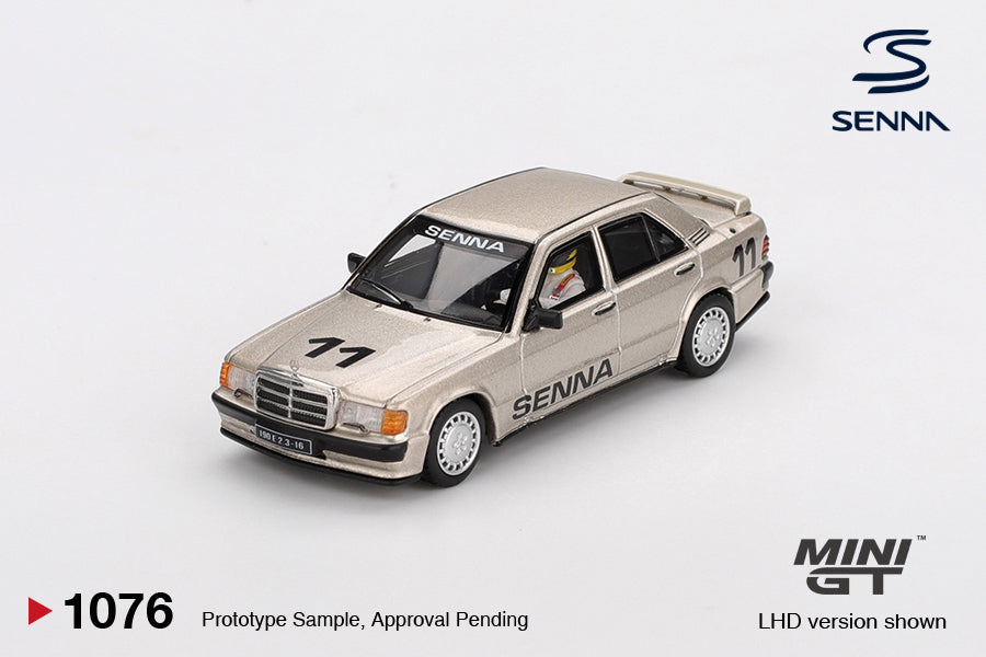 Mercedes-Benz 190 E 2.3-16 #11 Ayrton Senna 1984 Nürburgring Race of Champions with Figure - Mini GT - Scala 1/64 MGT01076-L