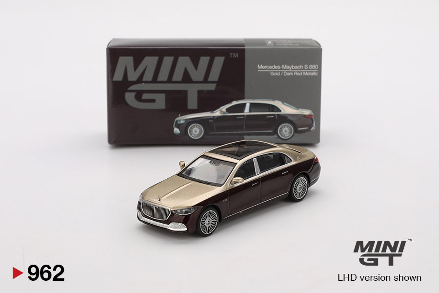 Mercedes-Maybach S 680 Gold / Dark Red Metallic LHD - Mini GT - Scala 1/64 MGT00962-L