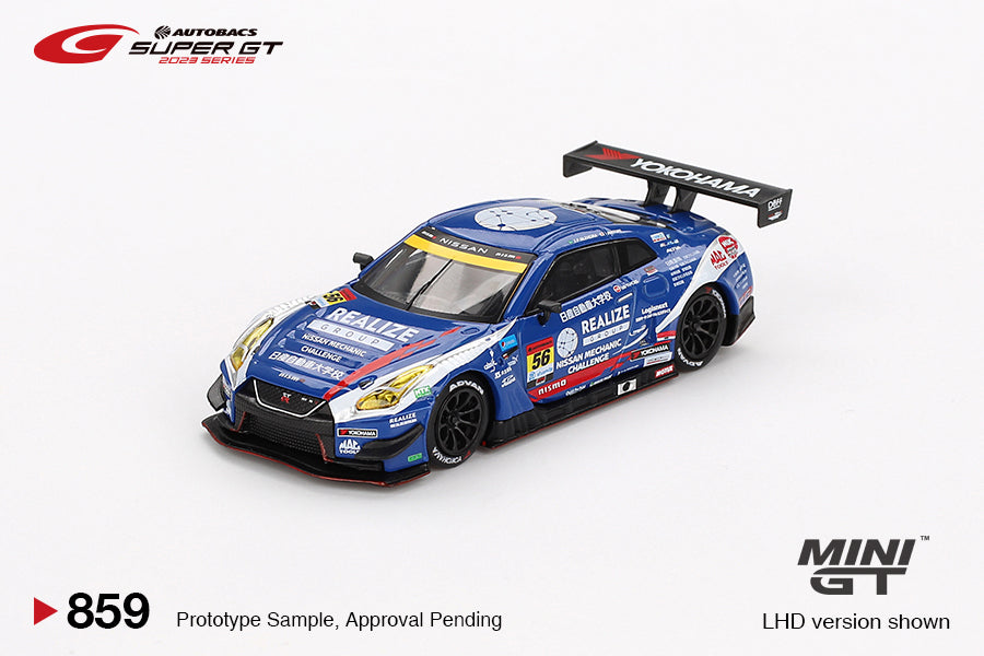 Nissan GT-R NISMO GT3 #56 "REALIZE NISSAN MECHANIC CHALLENGE GT-R" 2023 SUPER GT SERIES - Mini GT - Scala 1/64 MGT00859-BL