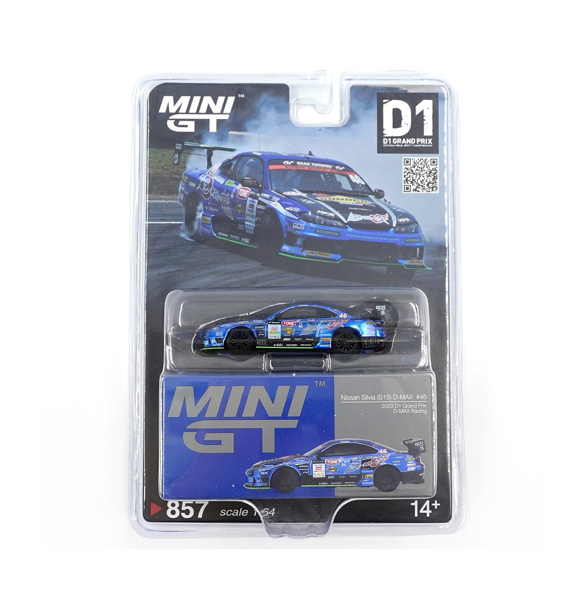 Nissan Silvia S15 D-MAX #46 D-MAX Racing 2023 D1 Grand Prix D1 - Mini GT - Scala 1/64 MGT00857-BL Blister Packaging