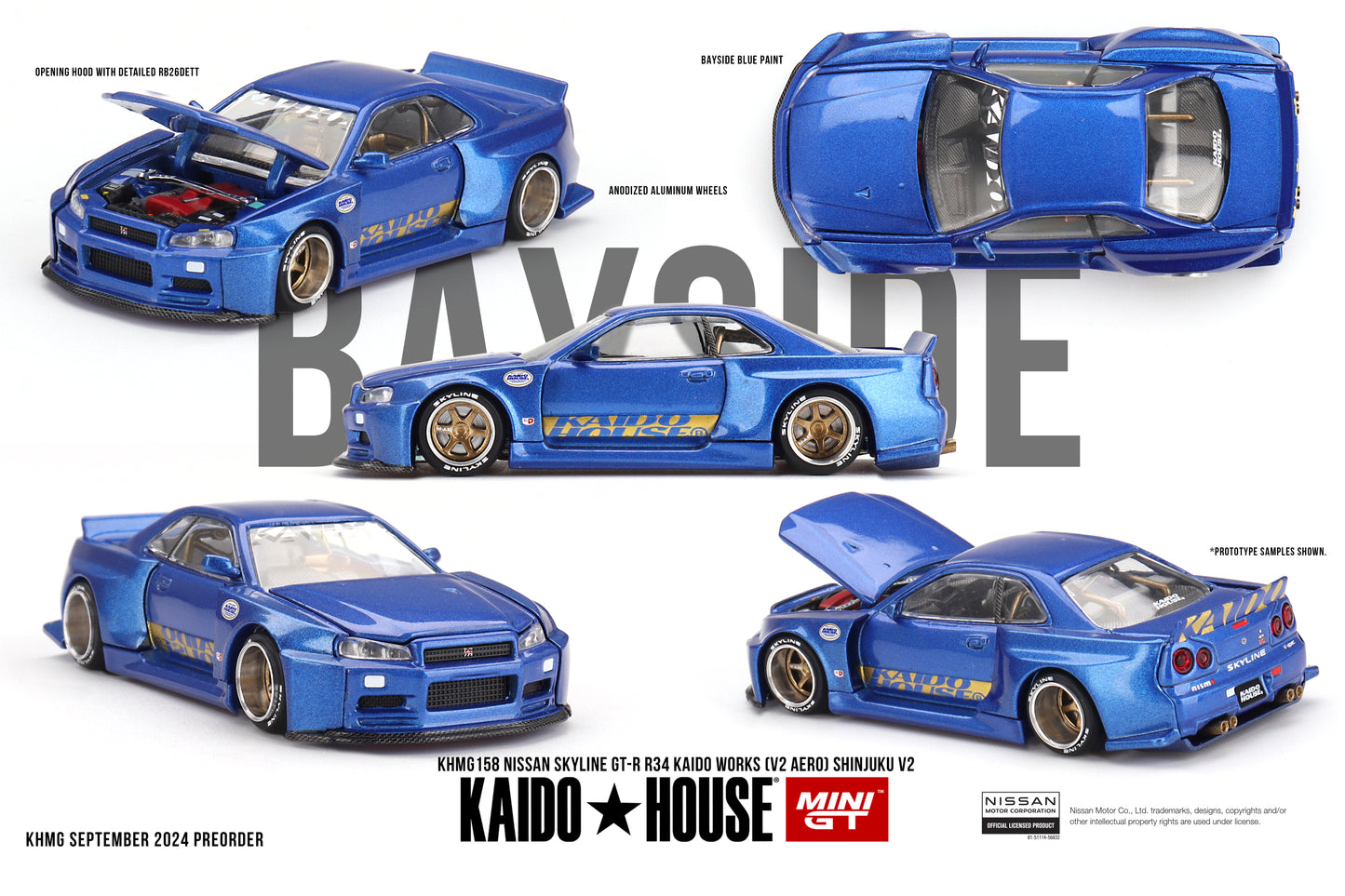 Nissan Skyline GT-R (R34) Kaido Works (V2 Aero) SHINJUKU V2 - KAIDO HOUSE Mini GT - Scala 1/64 KHMG158
