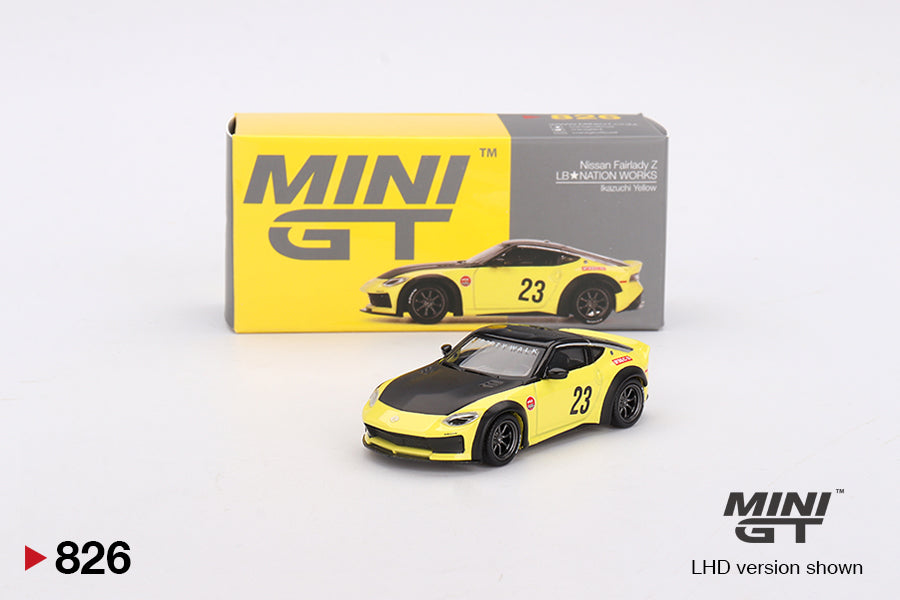 Nissan Z LB★NATION WORKS Ikazuchi Yellow - Mini GT - Scala 1/64 MGT00826-BL Blister Packaging