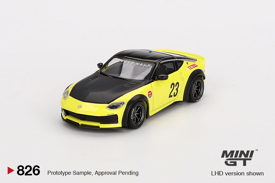 Nissan Z LB★NATION WORKS Ikazuchi Yellow - Mini GT - Scala 1/64 MGT00826-BL Blister Packaging