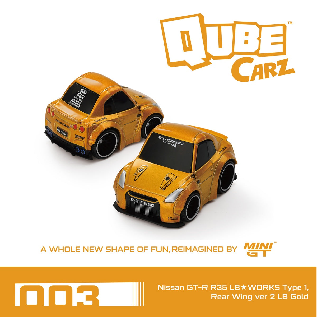 Nissan GT-R R35 LB★WORKS Type 1 Rear Wing ver 2 LB Gold - Mini Gt QUBE ...