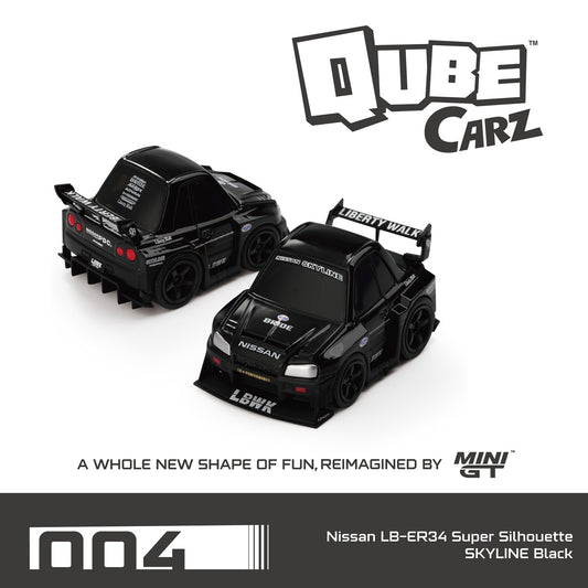 Nissan GTR (R34) LB-WORKS Super Silhouette Black - Mini Gt QUBE Carz Series - QZ00401-BL