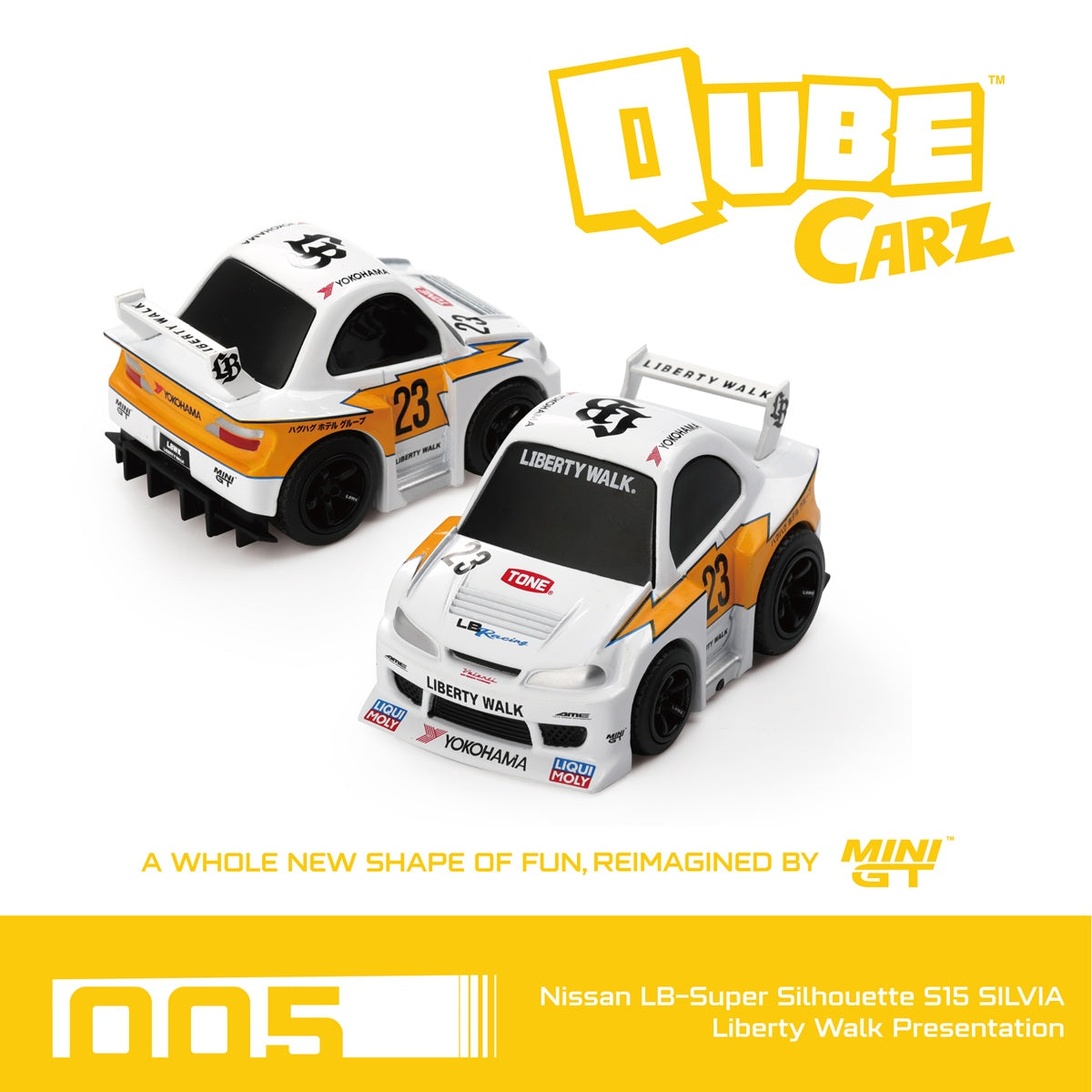 Nissan Silvia S15 LB-Super Silhouette Liberty Walk Presentation - Mini Gt QUBE Carz Series - QZ00501-BL