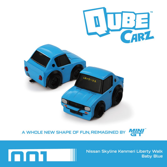 Nissan Skyline Kenmeri Liberty Walk Baby Blue - Mini Gt QUBE Carz Series - QZ00101-BL