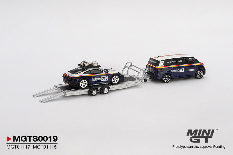 Mini GT - Porsche 911 Dakar #718 / Volkswagen ID. Buzz Porsche Centrum Gelderland Roughroads Set - Scala 1/64 MGTS0019