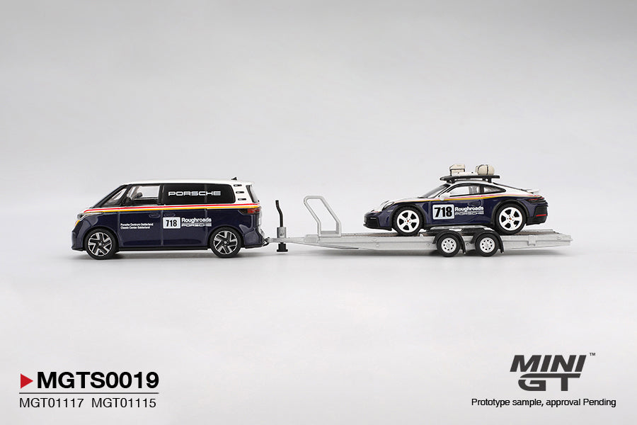 Mini GT - Porsche 911 Dakar #718 / Volkswagen ID. Buzz Porsche Centrum Gelderland Roughroads Set - Scala 1/64 MGTS0019