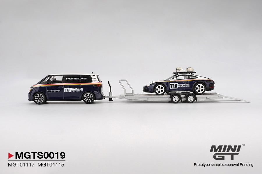 Mini GT - Porsche 911 Dakar #718 / Volkswagen ID. Buzz Porsche Centrum Gelderland Roughroads Set - Scala 1/64 MGTS0019