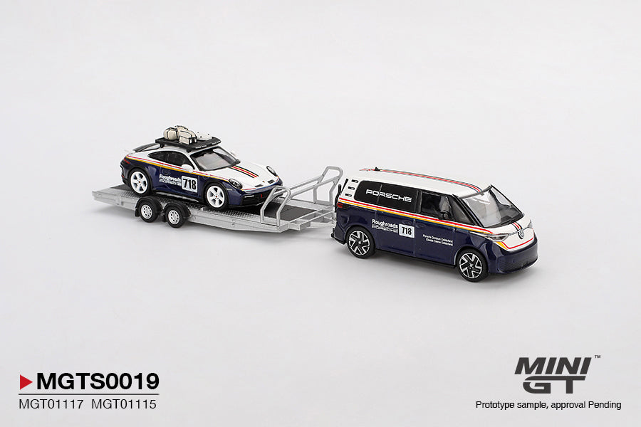 Mini GT - Porsche 911 Dakar #718 / Volkswagen ID. Buzz Porsche Centrum Gelderland Roughroads Set - Scala 1/64 MGTS0019