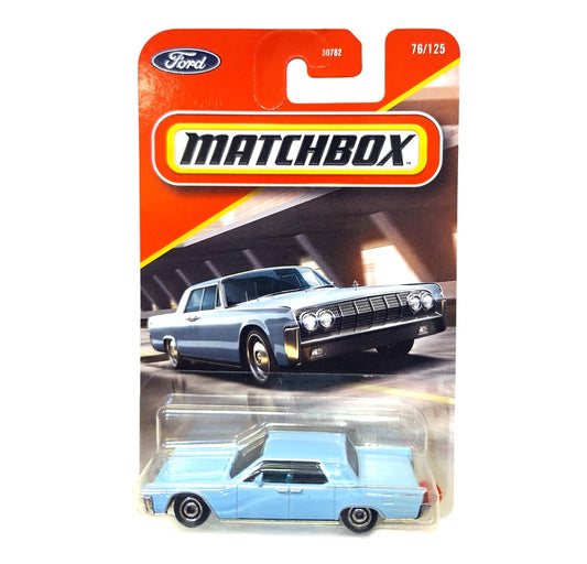 1964 Lincoln Continental Light Blue #76 Long Card - Matchbox - Scala 1/64 Circa