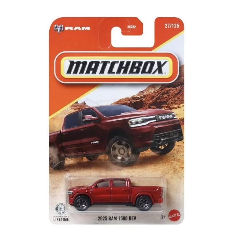 2025 Ram 1500 REV Red #27 Long Card - Matchbox - Scala 1/64 Circa