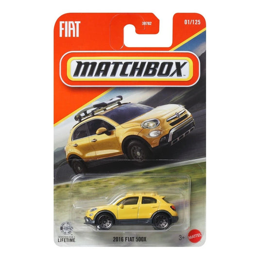 Fiat 500X Yellow #01 Long Card - Matchbox - Scala 1/64 Circa