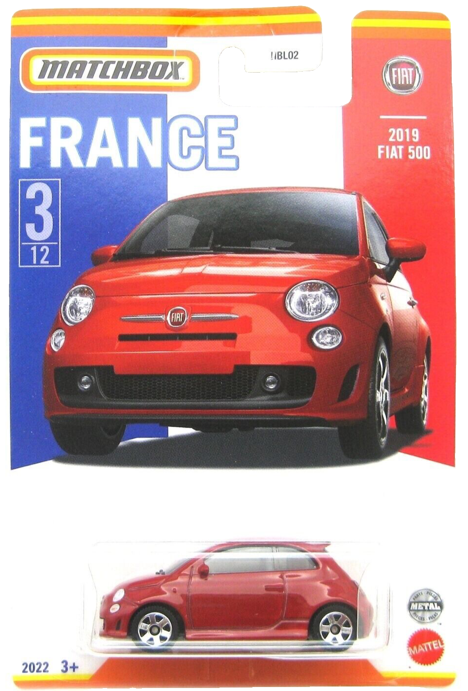 Fiat 500 2019 Serie Francia - Matchbox - Escala 1/64 Aprox