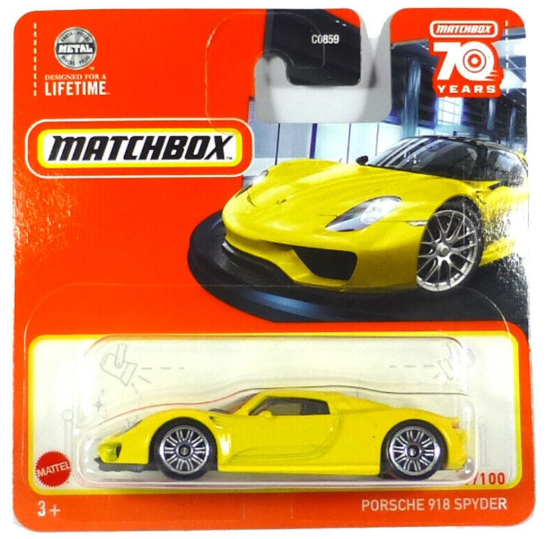 Porsche 918 Yellow #77 - Matchbox - Scala 1/64 Circa