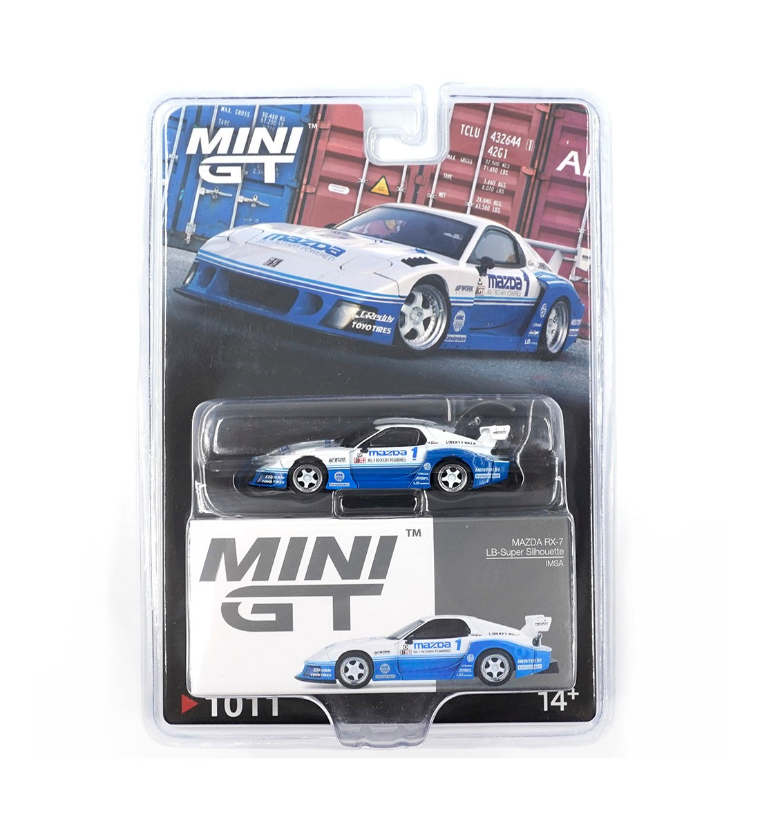 Mazda RX-7 LB-Super Silhouette IMSA 2024 - Mini Gt - Scala 1/64 MGT01011-BL Blister Packaging