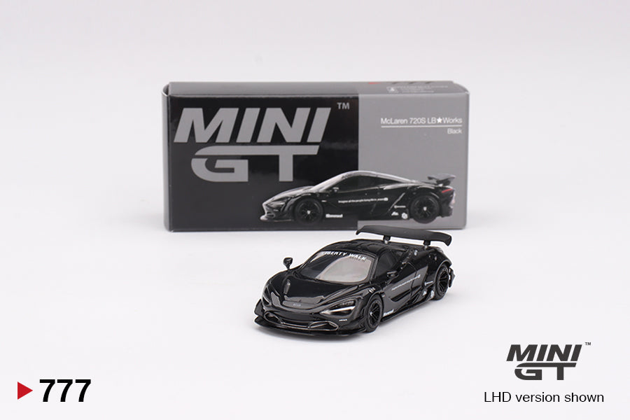 McLaren 720S LB☆Works Black - Mini GT - Scala 1/64 MGT00777-L LHD