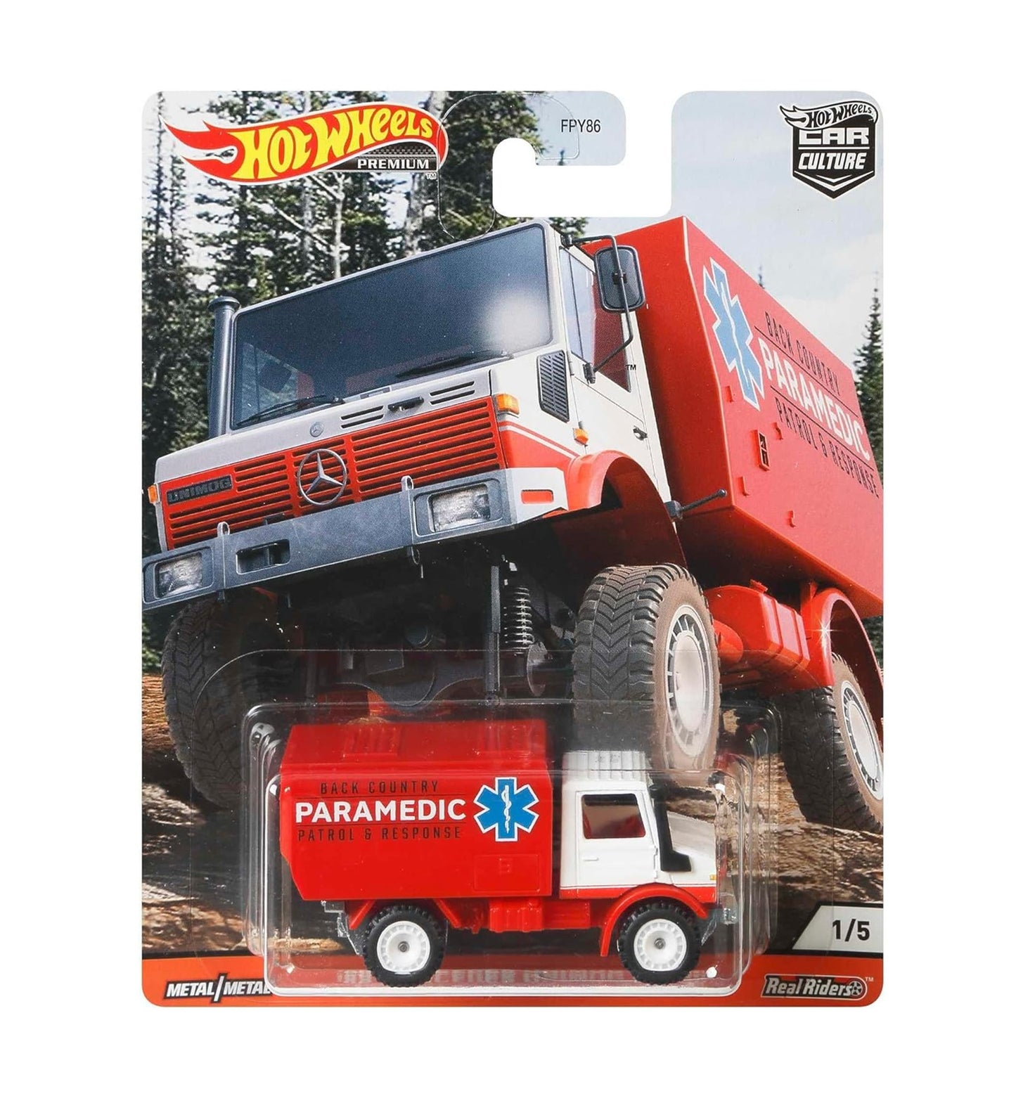 Mercedes-Benz Unimog U1300 Paramedic - Series Wild Terrain - Hot Wheels Premium - Scala 1/64