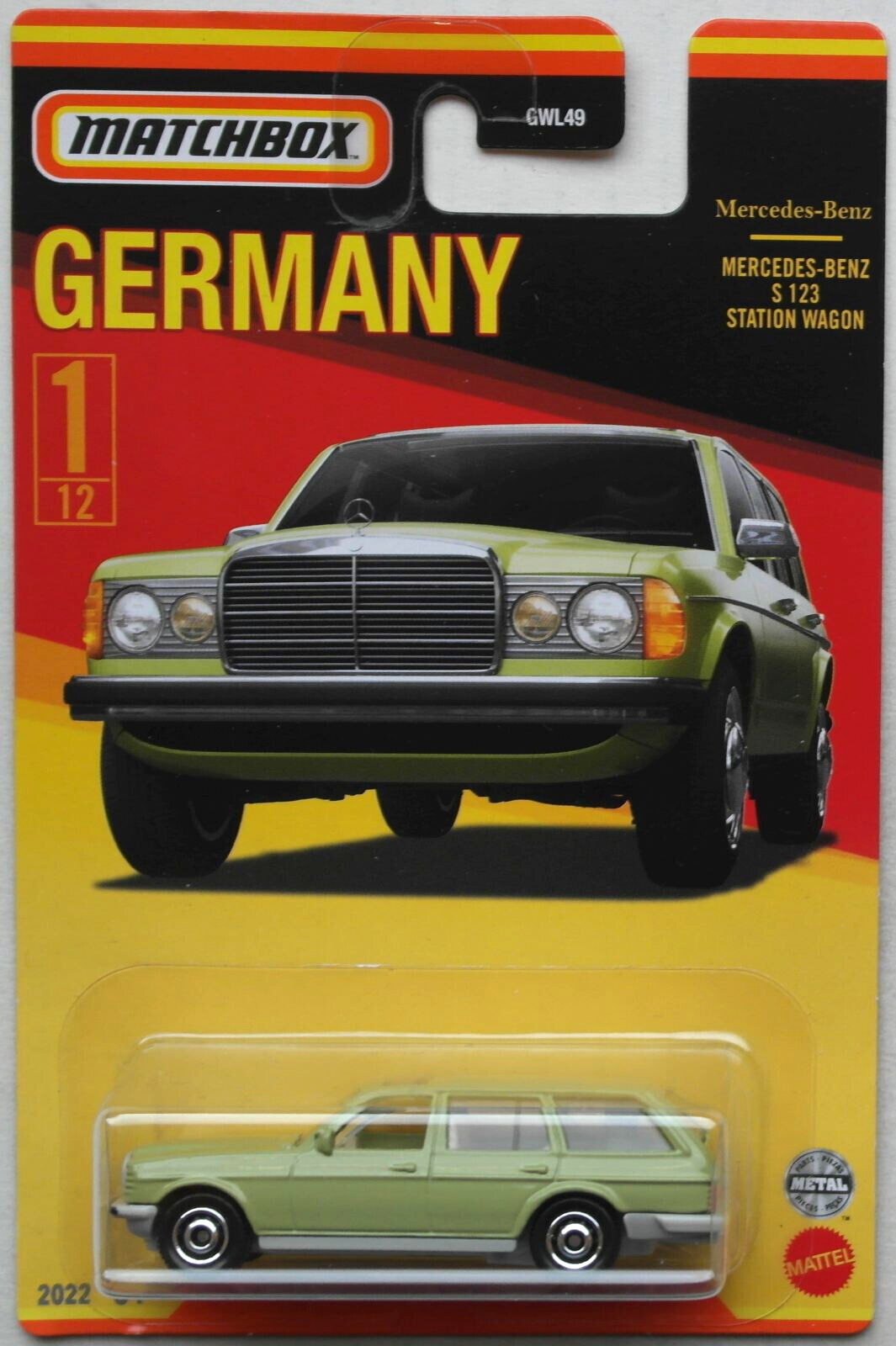 Mercedes Benz S123 Station Wagon Olive Green Series Alemania - Matchbox - Escala 1/64