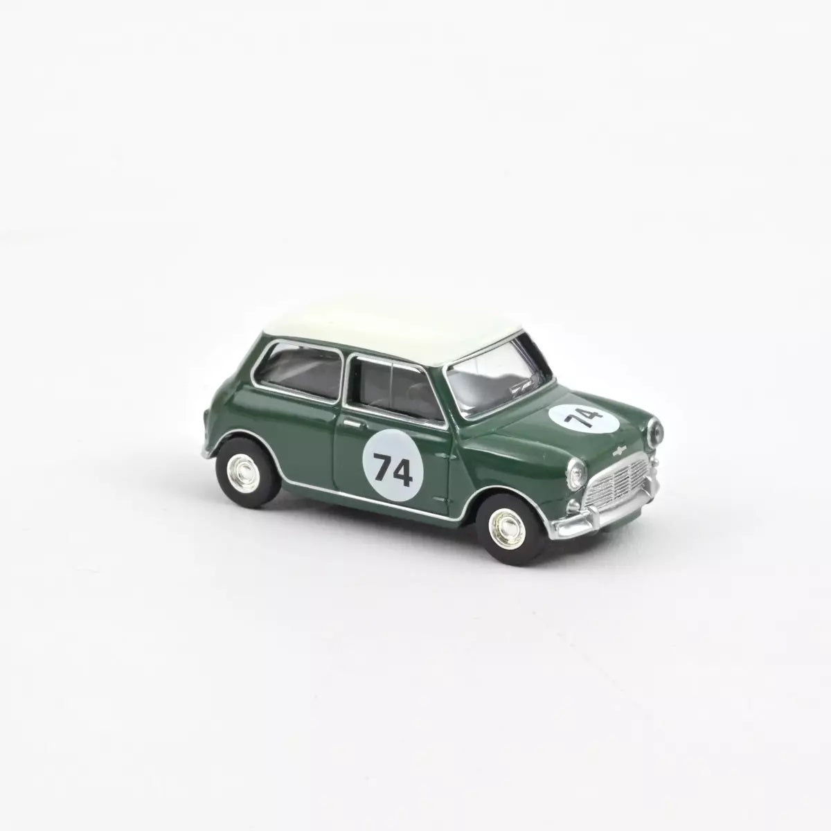 Mini Cooper S 1964 Almond Green with number 74 - Norev - Scala 1/64 Circa