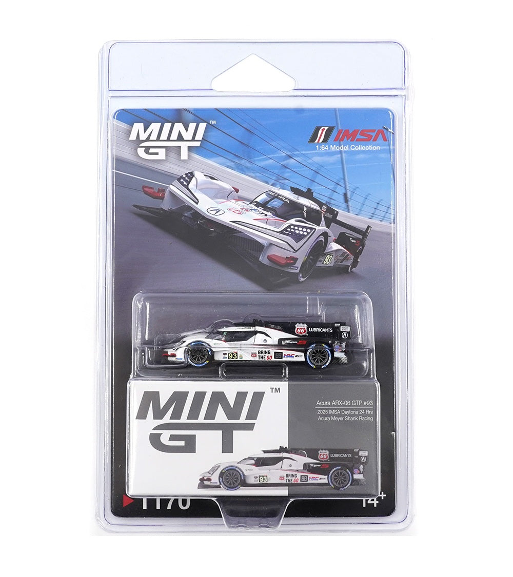 Acura ARX-06 GTP #93 Acura Meyer Shank Racing Daytona 24 Hrs 2025 - Mini GT - Scala 1/64 MGT01170-BL Blister Packaging