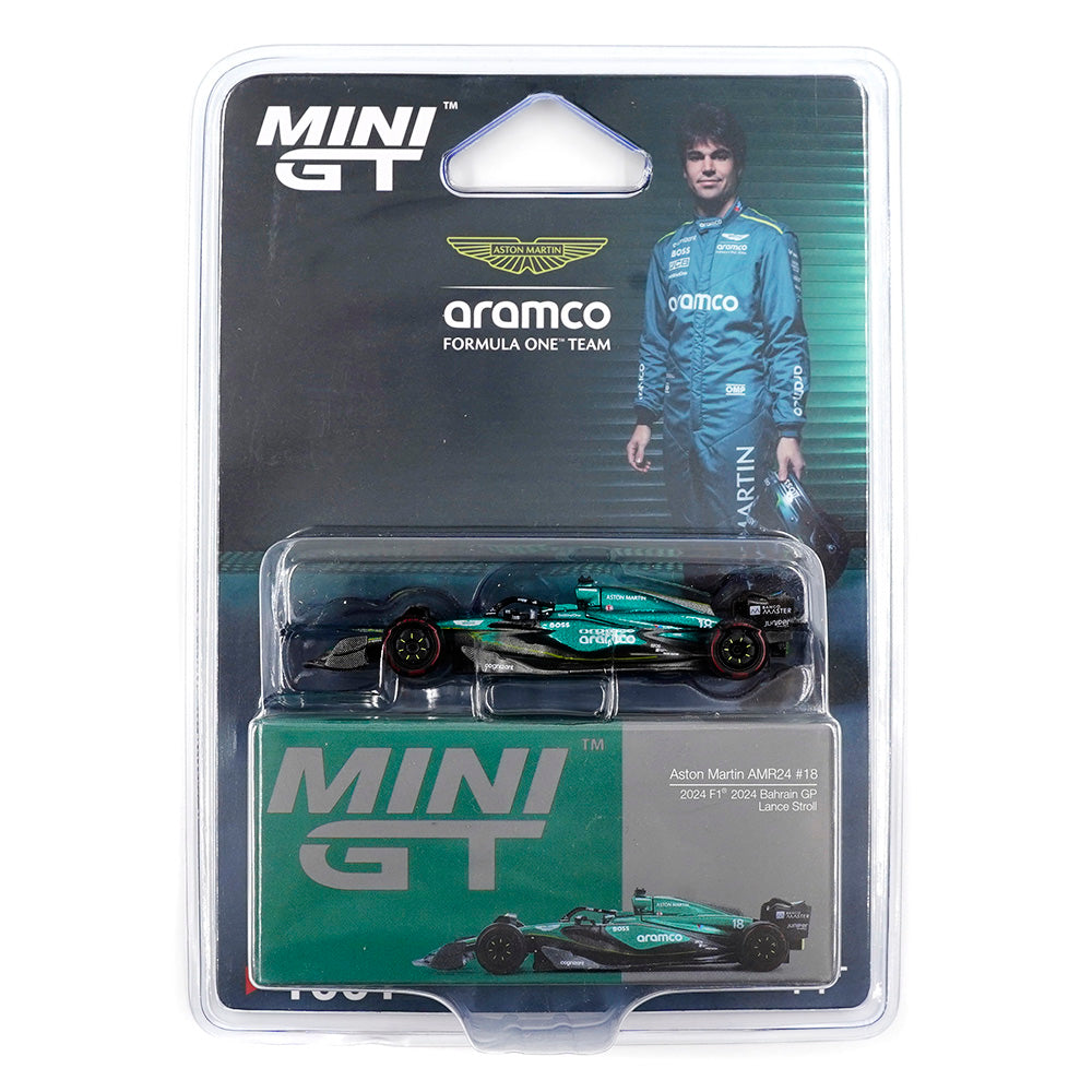 Aston Martin AMR24 #18 Lance Stroll F1 Bahrain GP 2024 - Mini GT - Scala 1-64 MGT01001-BL Blister Packaging
