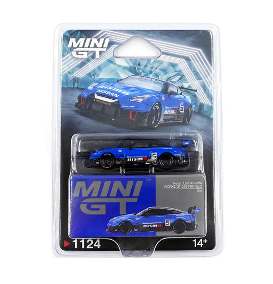 LB-Silhouette WORKS GT Nissan 35GT-RR Ver.2 Blue - Mini GT - Scala 1-64 MGT01124-BL Blister Packaging