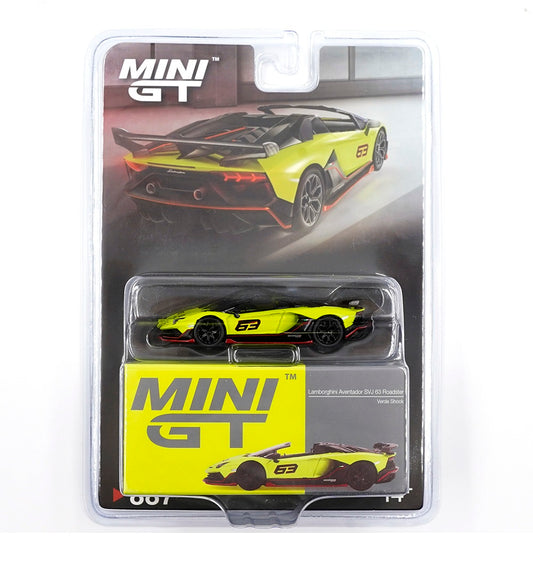 Lamborghini Aventador SVJ 63 Roadster Verde Shock - Mini GT - Scala 1/64 MGT00887-BL Blister Packaging