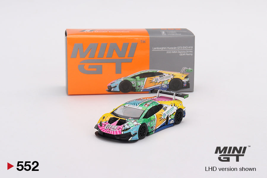 Lamborghini Huracán GT3 EVO #19 GEAR Racing 2020 IMSA Daytona 24 Hrs - Mini GT - Scala 1/64 MGT00552-L