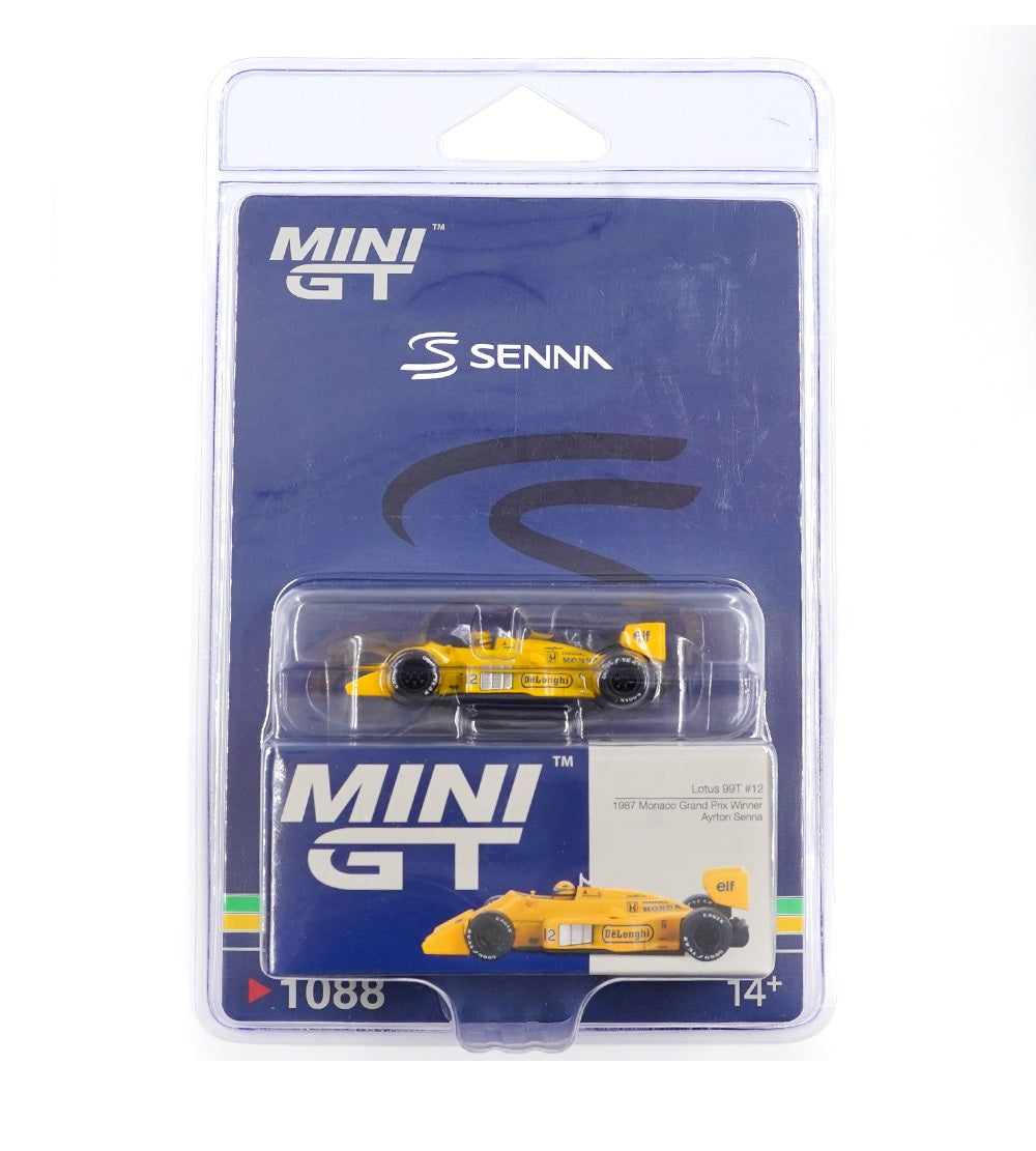 Lotus 99T #12 Ayrton Senna 1987 Monaco Grand Prix Winner - Mini GT - Scala 1/64 MGT01088-BL Blister Packaging