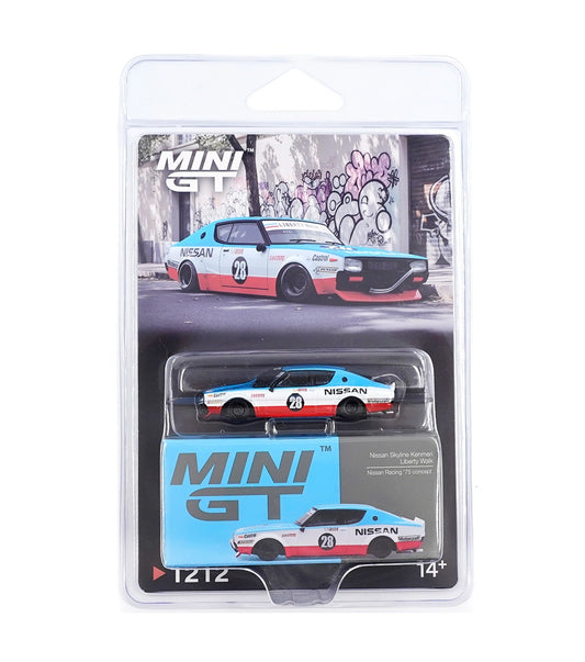 Nissan GT-R (KPGC110) Skyline Kenmeri Liberty Walk Nissan Racing 75 concept 2024 - Mini GT - Scala 1/64 MGT01212-BL Blister Packaging